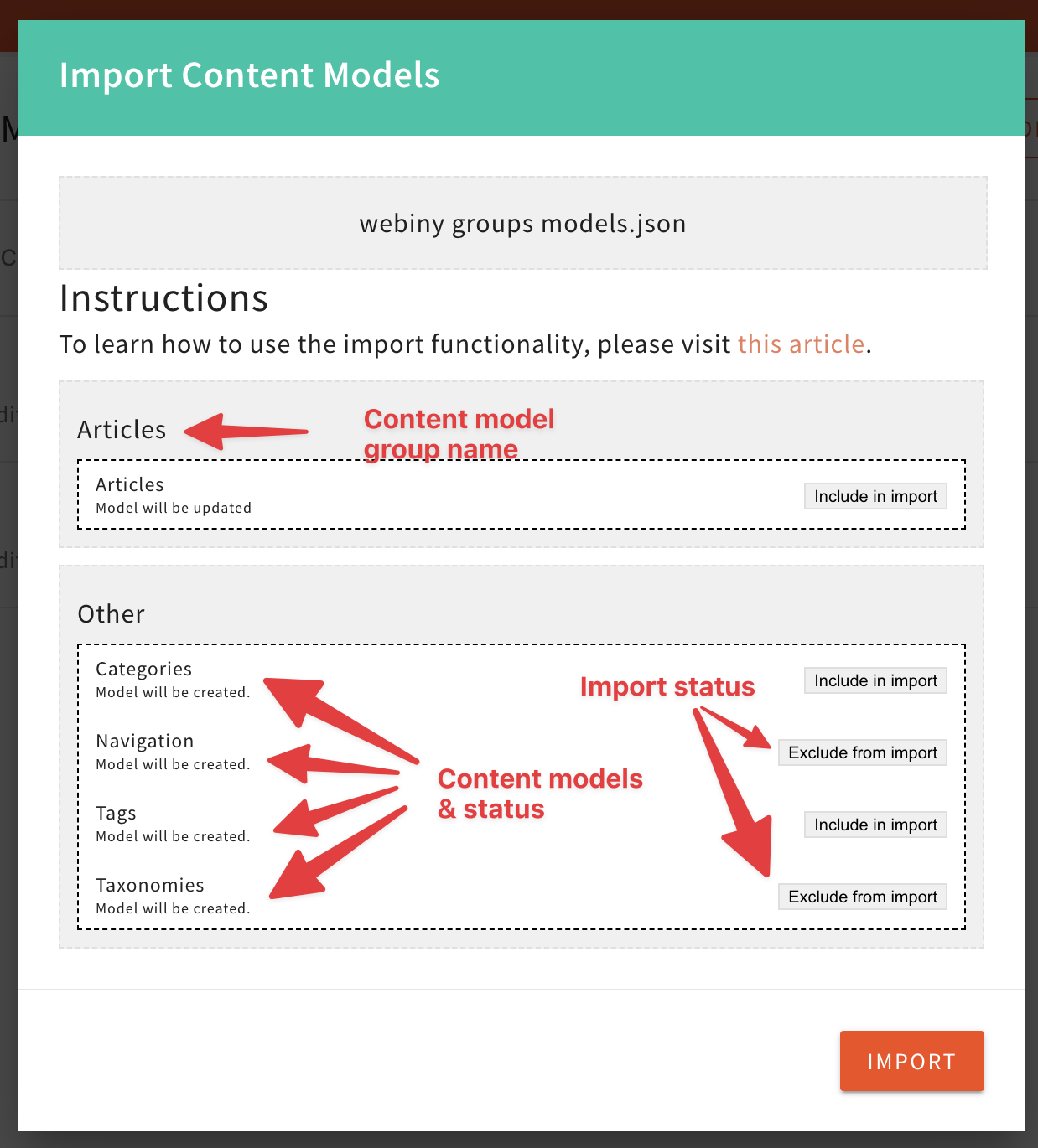 Headless CMS - Import Content Models